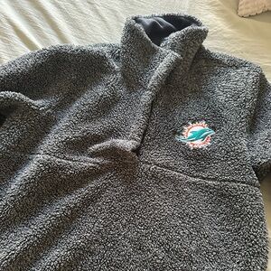 Miami Dolphins Fuzzy Sherpa Button Up Quarter Zip